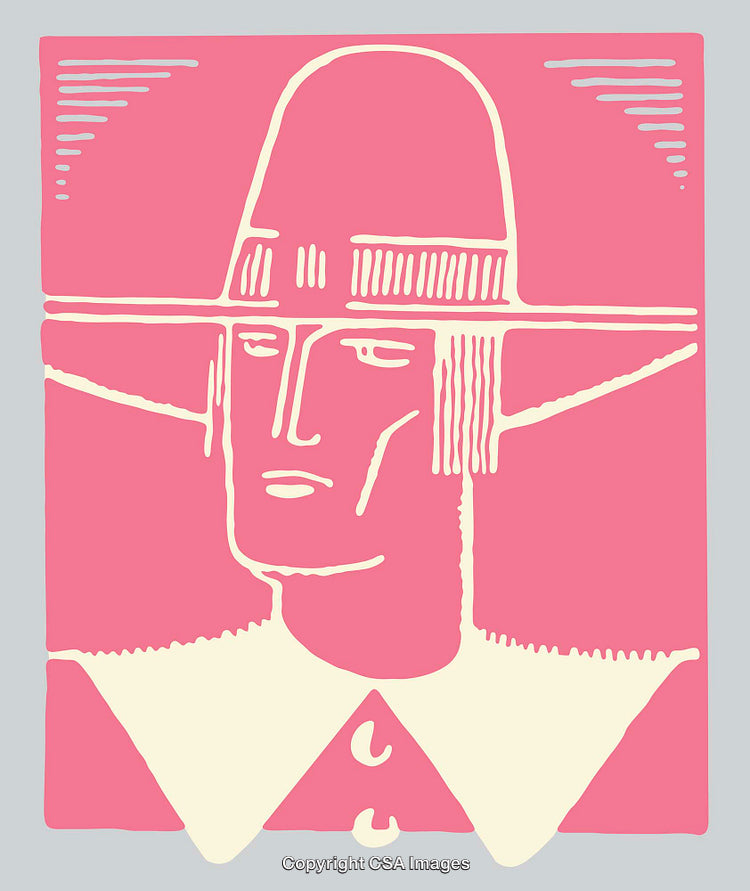 Abstract Illustration of a Hat-Wearing Figure in Minimalist Graphic Style