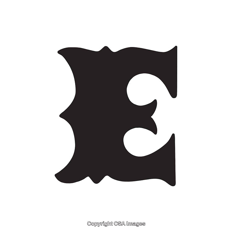 Intricate Black Letter E in a Decorative Typography Style