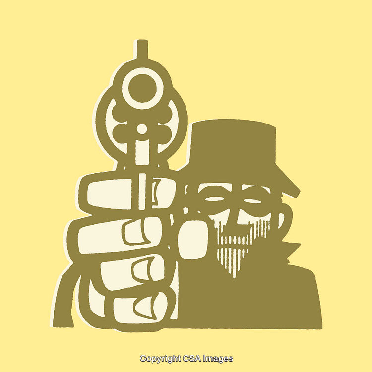 Illustrated Cowboy With Revolver in Stylish Yellow Background Design