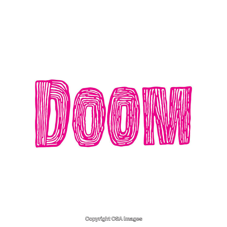 Pink Artistic Typography Displaying the Word Doom on White Background