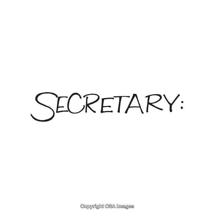 Handwritten Word 'Secretary' in Stylish Black Font on White Background