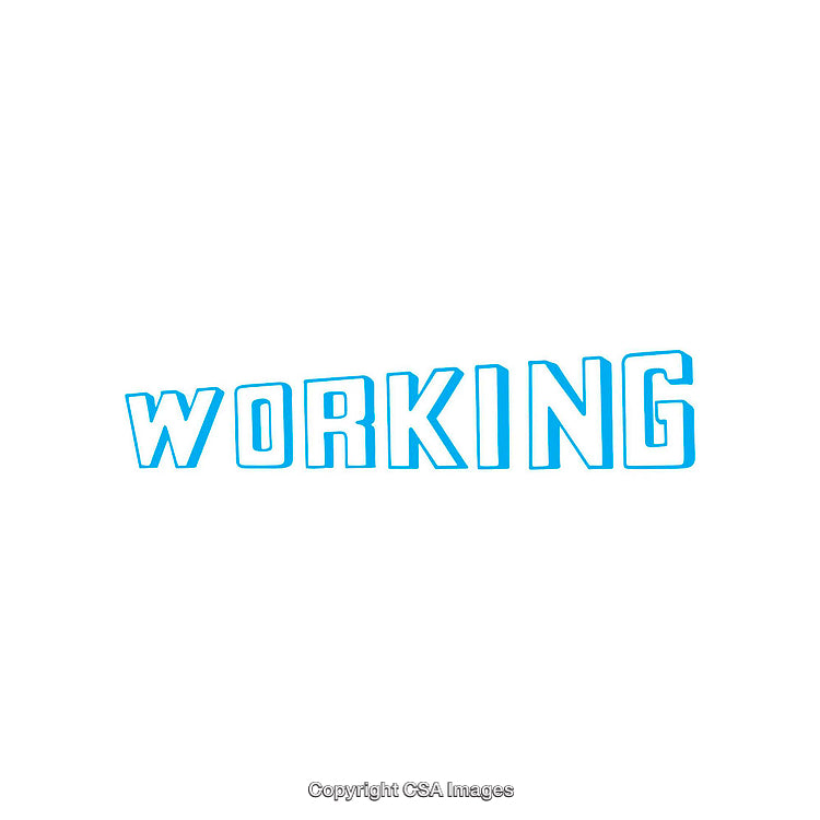 Blue Stylized Word "Working" on a Minimal White Background