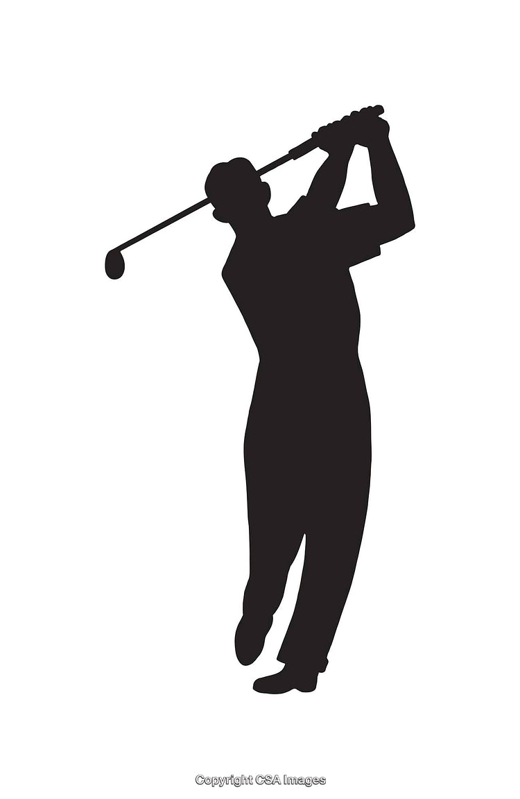 Silhouette of a Golfer Taking a Swing in Black and White Style
