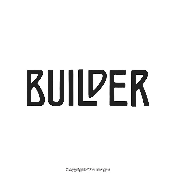 Builder Text in Bold Typeface With Graphic Design Elements on White Background