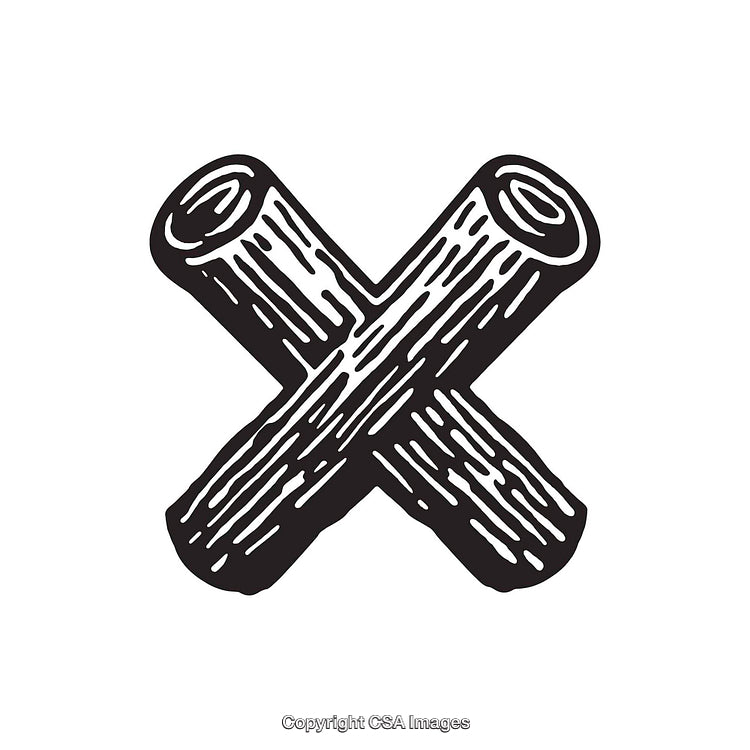 Wooden Stacks Forming the Letter X with Hand-Drawn Effect