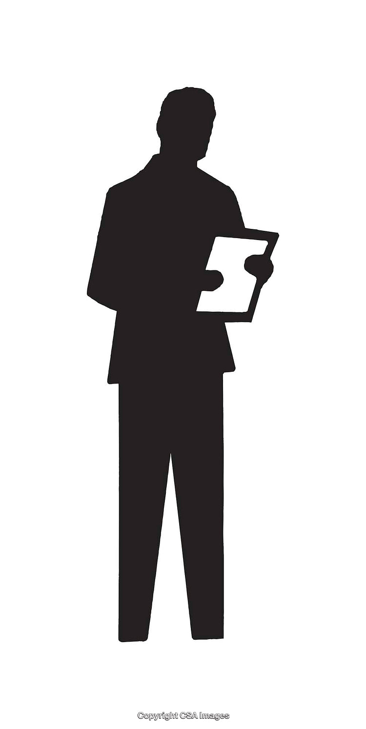 Silhouette Illustration of a Person Holding a Document in Hand