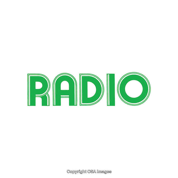 Simple Green Text Illustration Featuring the Word 'Radio' in Bold Letters