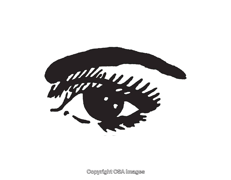 Black and White Line Art Illustration of a Human Eye