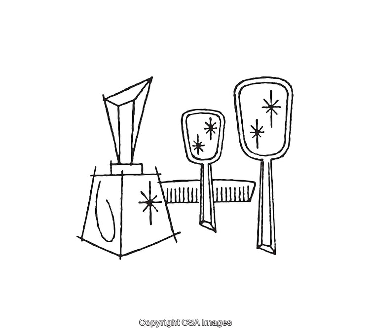 Abstract Line Art Depicting Stylized Figures and Geometric Shapes