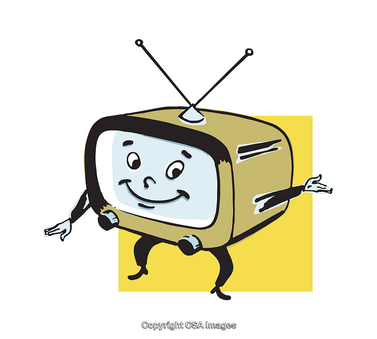 Vintage Cartoon Television Character Illustration with Cheerful Expression