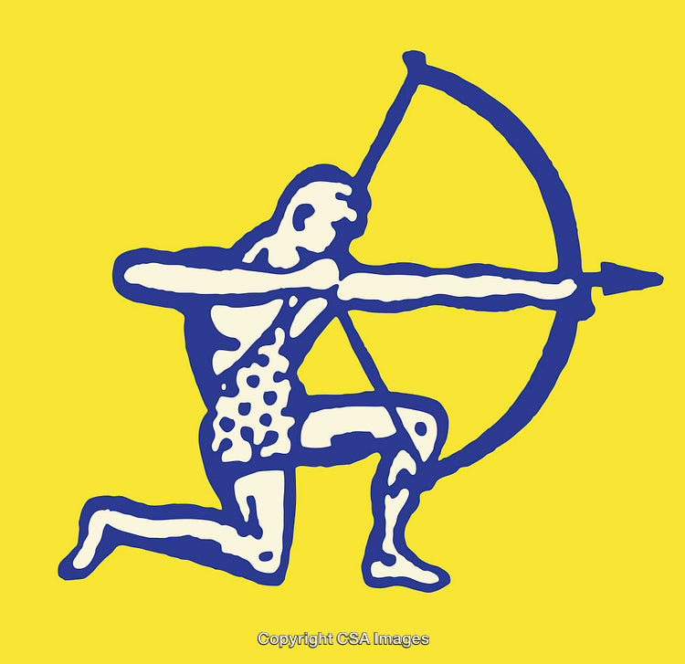 Blue Archer Silhouette on a Bold Yellow Background