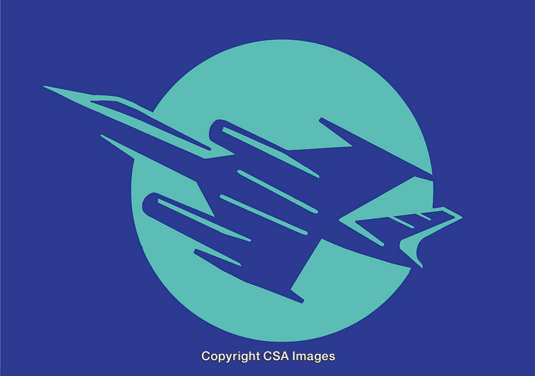 Stylized Illustration of a Jet Plane Over a Circular Background