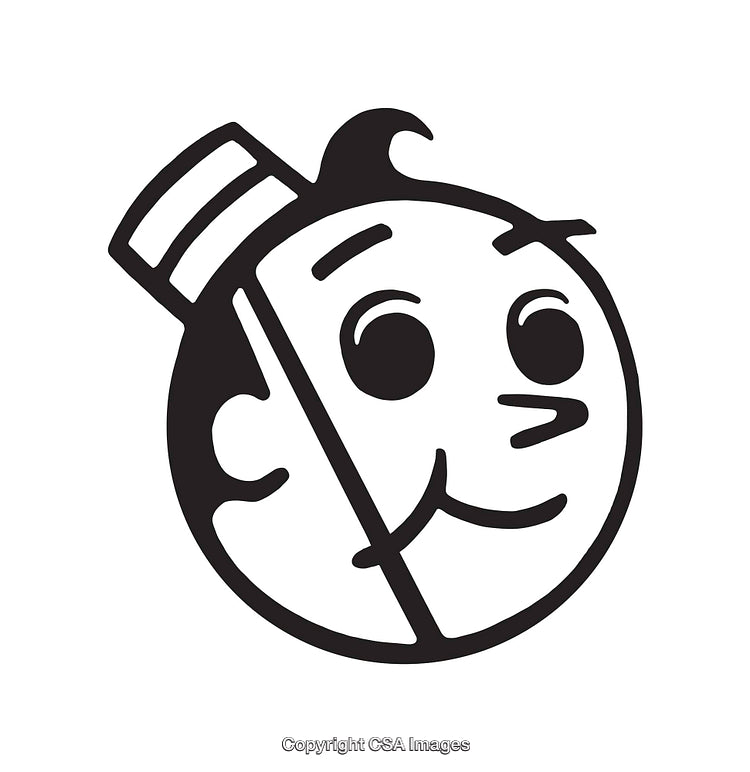 Black and White Cartoon Face Line Art Illustration