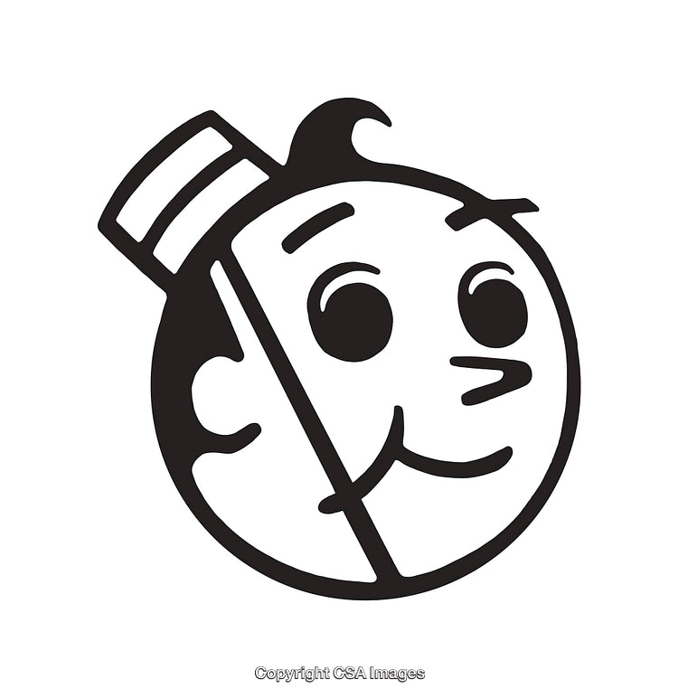 Black and White Cartoon Face Line Art Illustration