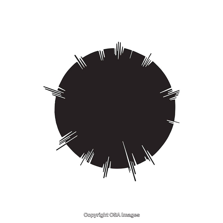 Abstract Black Circle Design with Ray-Like Lines On White Background