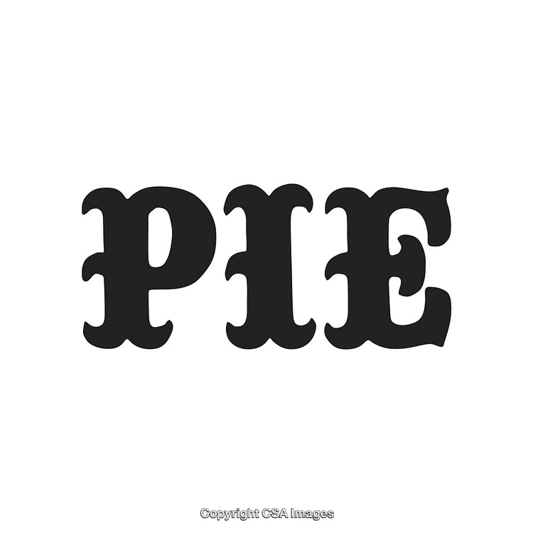 Black Bold Typography Design Featuring the Word 'Pie' on a White Background