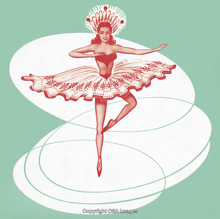 Elegant Ballerina Performing in Vintage Artistic Styling on Pastel Background