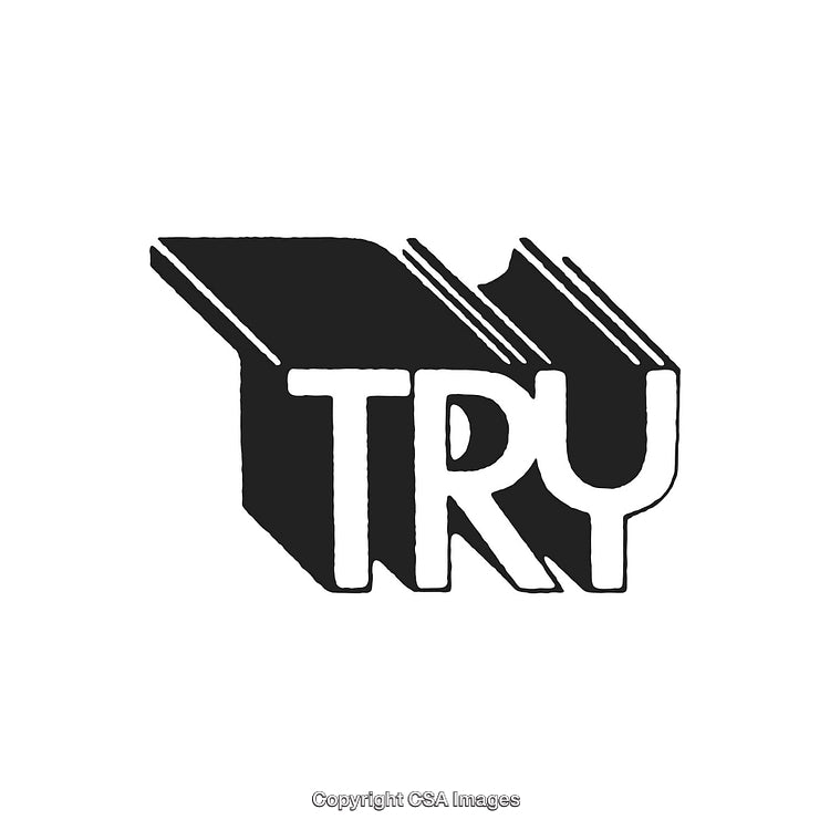 Bold Black And White Text Logo with Try Design