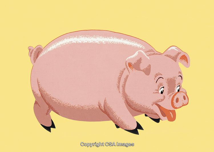 Illustration of a Cheerful Pig in a Playful and Colorful Style