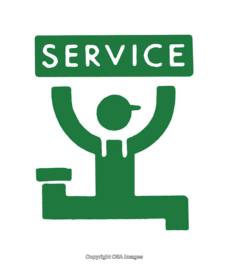 Green Icon Representing Services with a Worker and Text Display