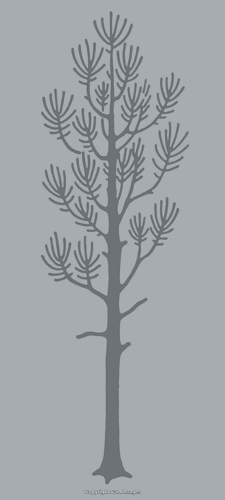 Minimalist Monochrome Tree Illustration in Stylized Artistic Design