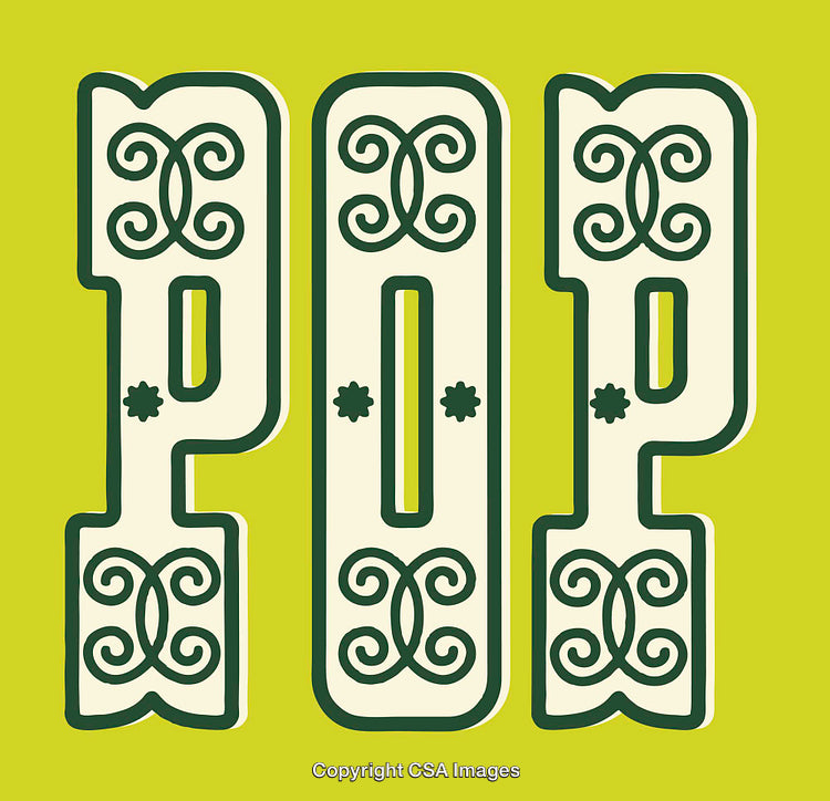 Stylized Intricate Decorative Typography With Green Swirls and Yellow Background Design