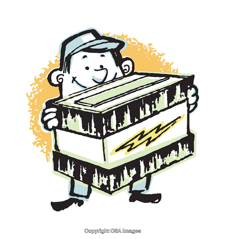 Smiling Delivery Worker Holding a Package Cartoon Illustration