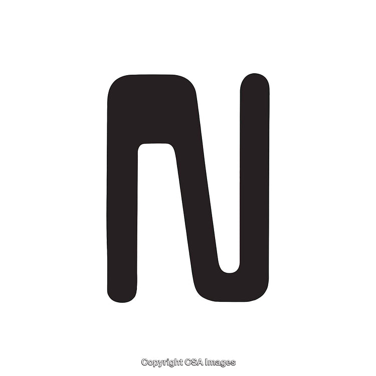 Stylized Black Letter N on a Minimalist White Background Display