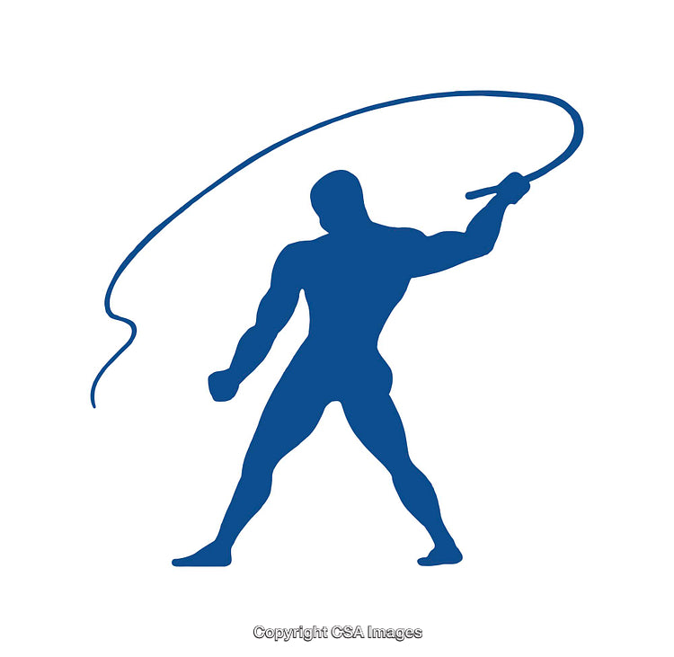 Silhouette Illustration of a Person Holding and Swinging a Whip