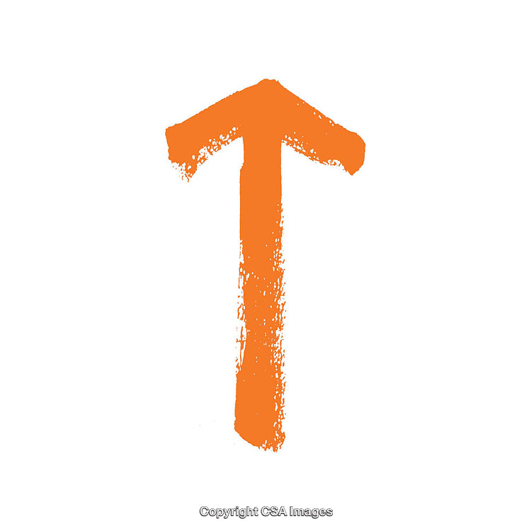 Orange Grunge Arrow Pointing Upward Isolated on White Background