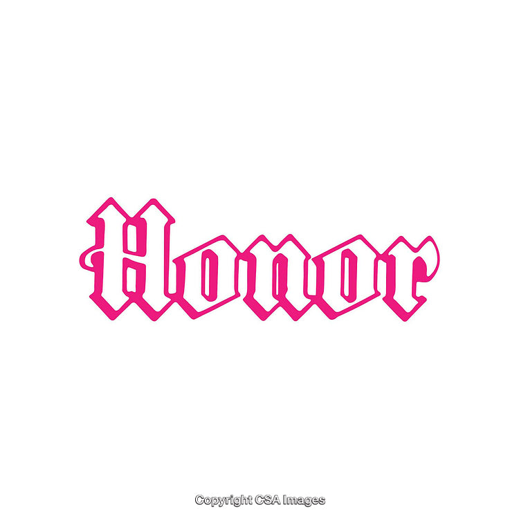 Vibrant Pink Typography of the Word "Honor" on a White Background