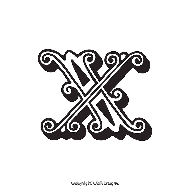Ornate Decorative Letter X Design with Intricate Swirls and Flourishes