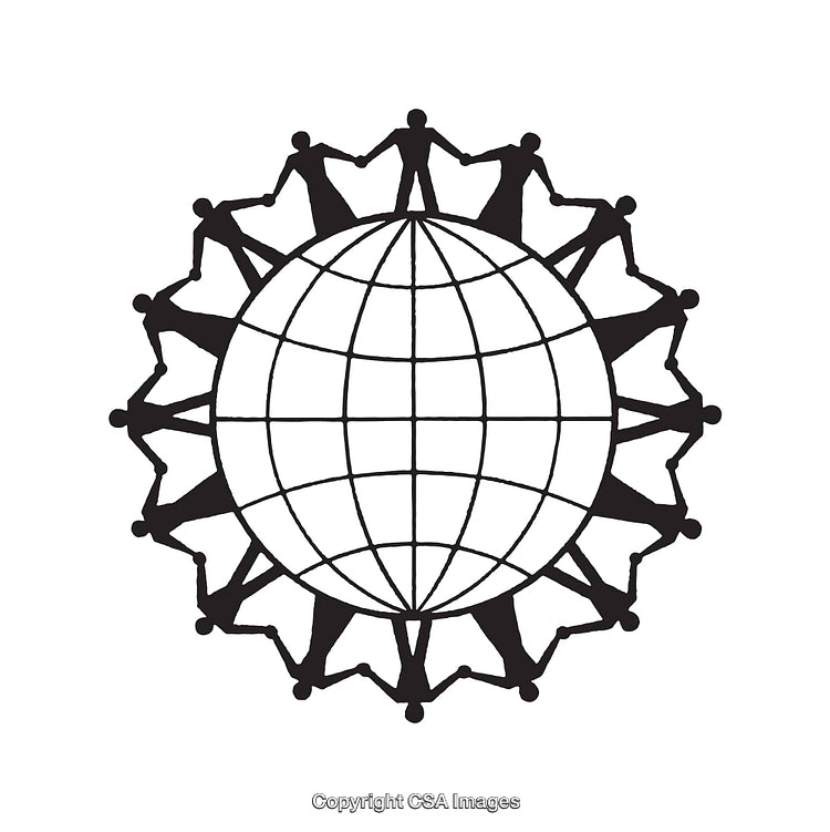 Illustration of Unity and Global Connection with People and Globe