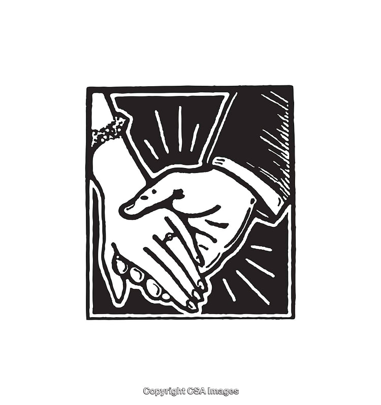 Elegant Black and White Line Art Illustration of Hands in Solidarity