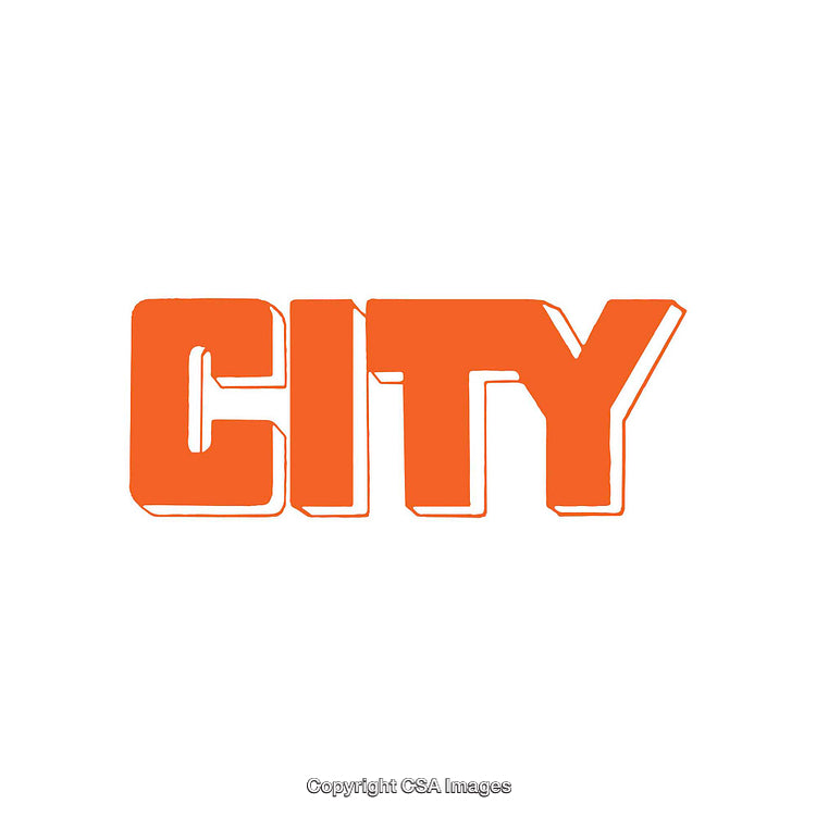 Bold Orange City Text on a Clean White Background