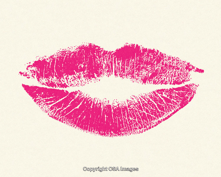 Pink Lipstick Print Illustrating Passion and Love on a Neutral Background