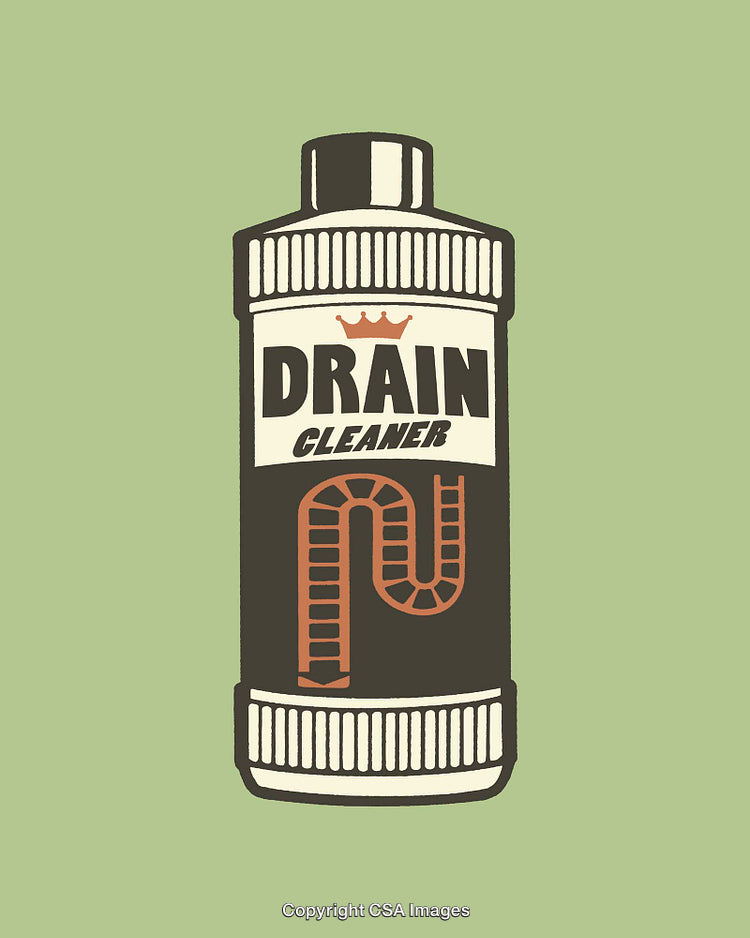 Vintage Style Color Illustration of a Drain Cleaner Bottle