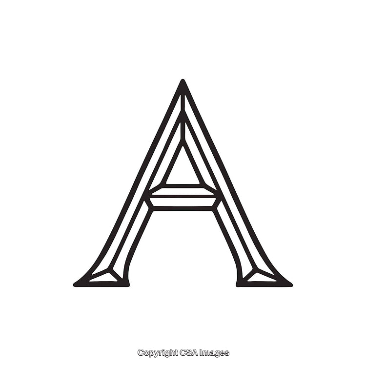 Intricate Design of the Letter A in Monochrome Style