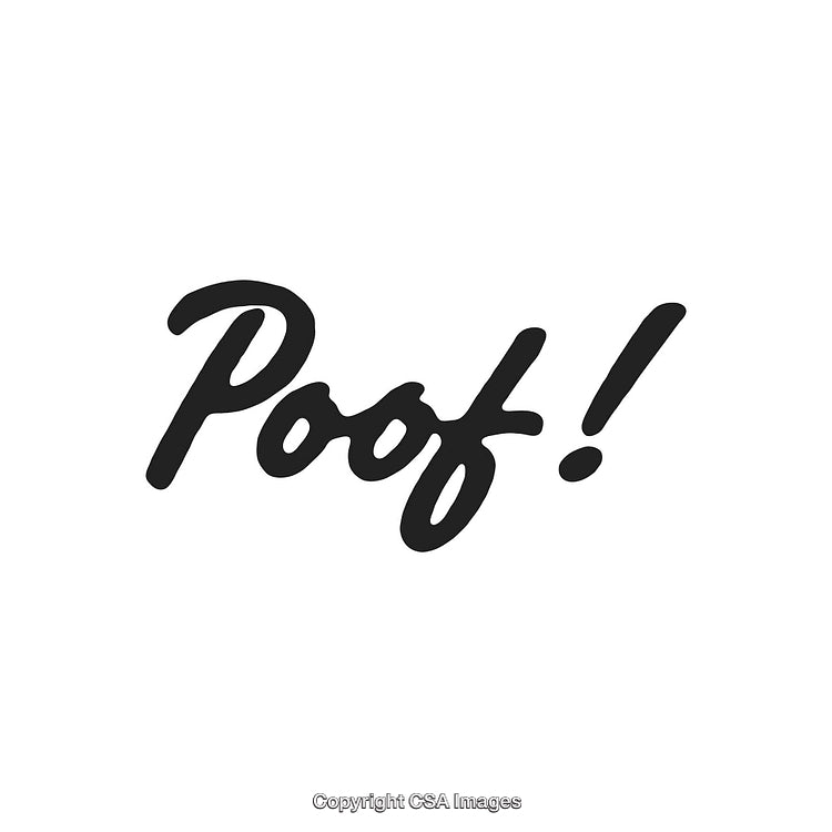 Stylized 'Poof!' Typography With Bold Brushstroke Texture on White Background