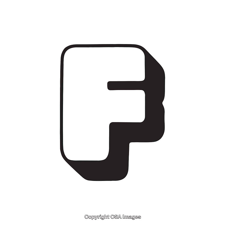 Stylized Black And White Letter F Design With Shadow Effect
