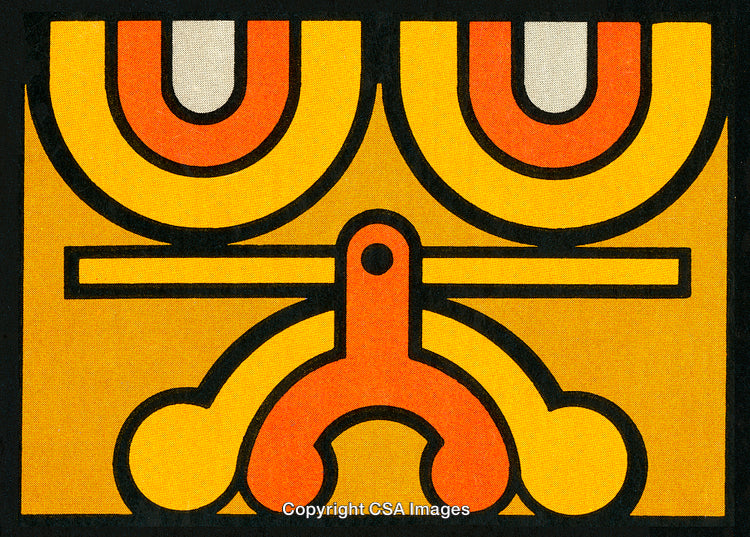 Abstract Retro-Inspired Geometric Design in Bold Yellow and Orange Hues