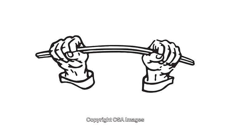 Black and White Line Art of Hands Holding a Flexible Rod
