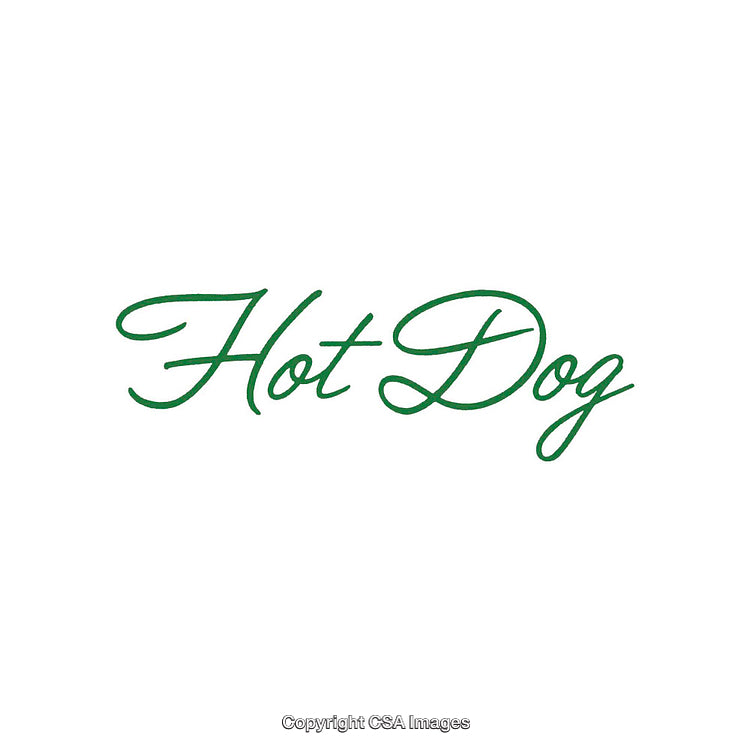 Green Calligraphy 'Hot Dog' Text on White Background