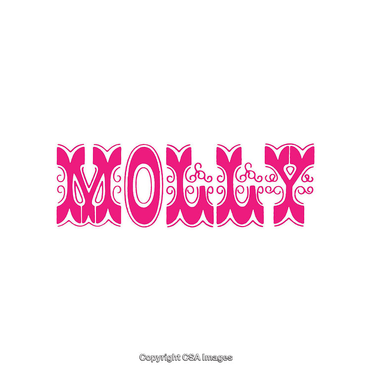 Pink Ornate Calligraphic Word Design on a White Background