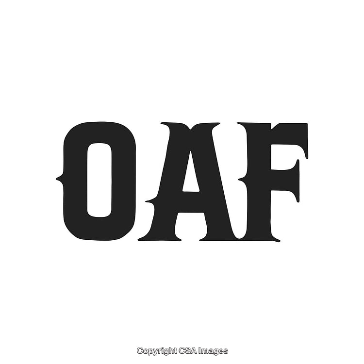 Bold Black Stylized OAF Typography on White Background