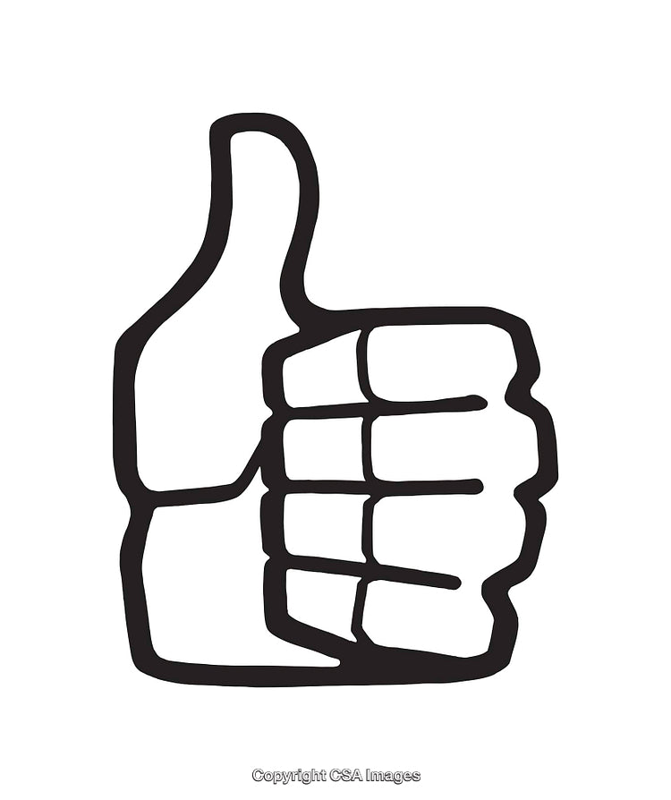 Line Art Illustration of a Thumbs Up Gesture in Black and White