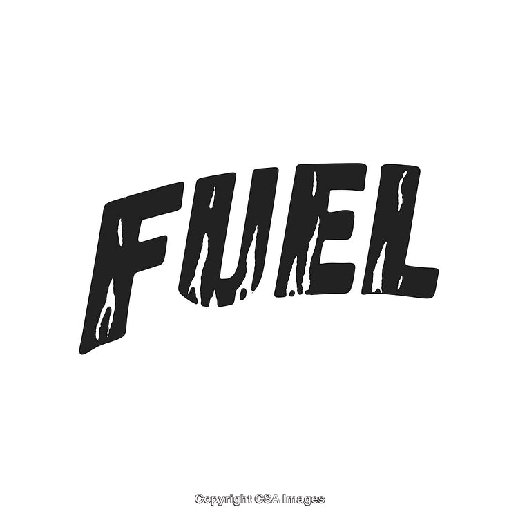 Bold Black Fuel Text Design on a White Background