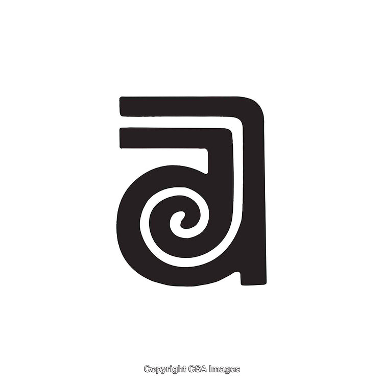 Stylized Graphic Spiral Design of Letter A on White Background