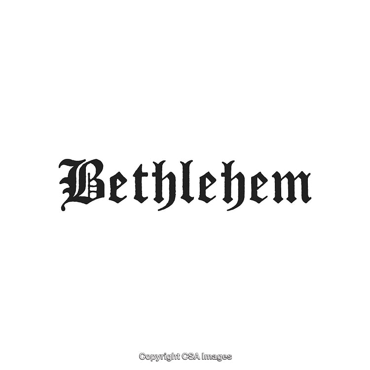 Elegant Black Gothic Typography Art Featuring the Word Bethlehem on White Background