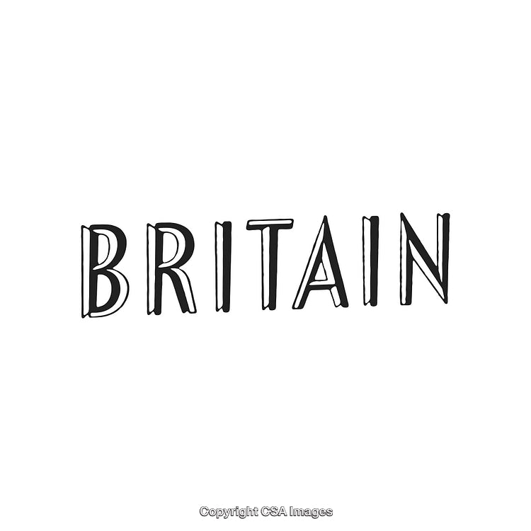 Hand-Drawn Text Illustration Featuring the Word Britain in Bold Letters